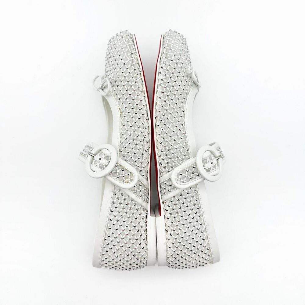 CHRISTIAN LOUBOUTIN Mamastrapitina Crystal Embellished Ballet Flat Size 39 Mesh - Picture 10 of 15